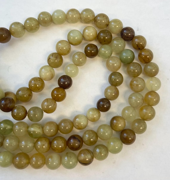 Antique Jade 6mm 8mm 10mm Round Gemstone Beads-~ -15.5''