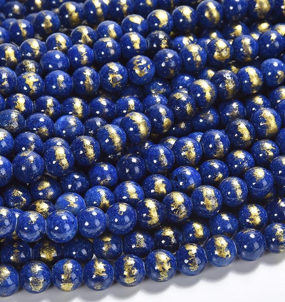 Blue Gold Mashan Jade Gemstone Round 4mm 6mm 8mm 10mm Loose Beads Bulk Lot 1,2,6,12 And 50 (d572)