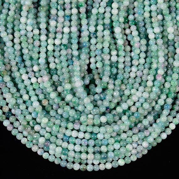 Blue Green Jade Gemstone 4mm Round Beads 14.5 Inch Full Strand Bulk Lot 1,2,6,12 And 50 (80020079-d617)