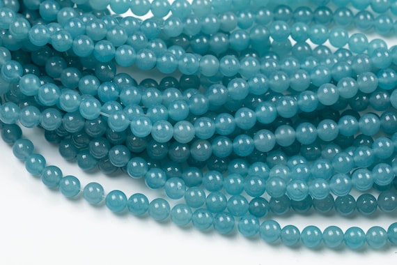 Blue - Jade Smooth Round-  6mm 8mm 10mm 12mm-full Strand 15.5 Inch Strand Aaa Quality