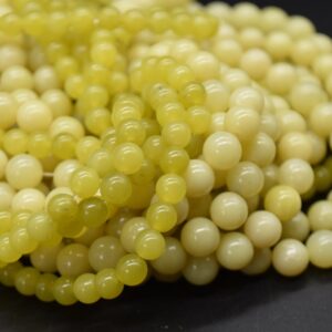 Lemon Jade (yellow) Round Beads - 4mm, 6mm, 8mm, 10mm Sizes - 14" Strand - Jewellery Making Supplies | Crystal Beads