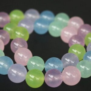 Mixcolor Jade Smooth Round Beads, 6mm / 8mm / 10mm / 12mm Candy Jade Beads Supply, 15 Inches One Starand