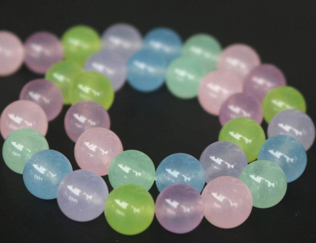 Mixcolor Jade Smooth Round Beads, 6mm / 8mm / 10mm / 12mm Candy Jade Beads Supply, 15 Inches One Starand