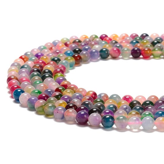 Multi Color Jade Gemstone 8mm Round Beads 14.5 Inch Full Strand Bulk Lot 1,2,6,12 And 50 (80020240-d629)