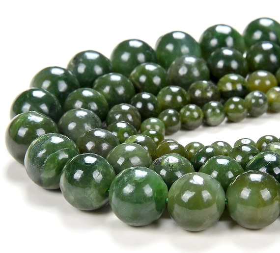 Natural Canadian Nephrite Jade Gemstone Grade Aaa Round 3mm 4mm 5mm 6mm 7mm 8mm 9mm 10mm 11mm 12mm 13mm 15mm Loose Beads Bulk Lot(d153 D154)