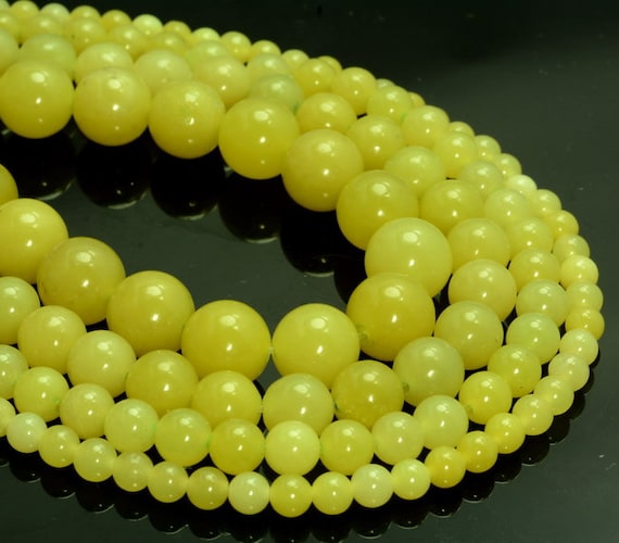 Natural Lemon Jade Gemstone Grade Aaa Round 4mm 6mm 8mm 10mm Loose Beads Full Strand Bulk Lot 1,2,6,12 And 50 (a257)
