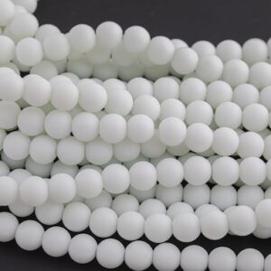 Natural Matte White Jade, High Quality in Matt Round,  -Full Strand 15.5 inch Strand, 4mm, 6mm, 8mm, 12mm, or 14mm Beads AAA Quality