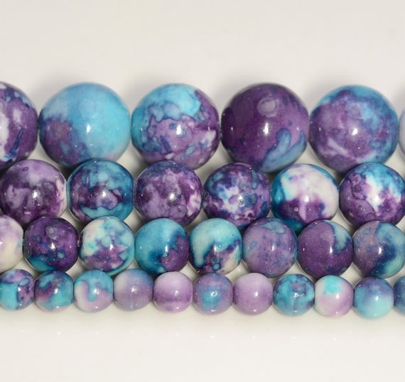 Ocean Jade Dyed Purples Blue Violets Gemstone 4mm 6mm 8mm 10mm Round Loose Beads (a225)