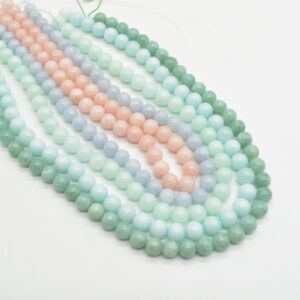 Pastel Colour Jade (dyed) Round Beads - 6mm, 8mm, 10mm Sizes - 5 Colours - 14" Strand - Jewellery Making Supplies | Crystal Beads