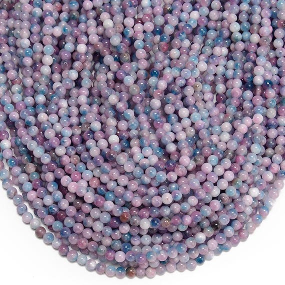 Purple Blue Jade Gemstone 4mm Round Beads 14.5 Inch Full Strand Bulk Lot 1,2,6,12 And 50 (80020082-d617)