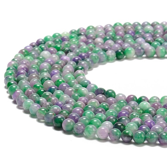 Purple Green Jade Gemstone 6mm Round Beads 14.5 Inch Full Strand Bulk Lot 1,2,6,12 And 50 (80020228-d628)