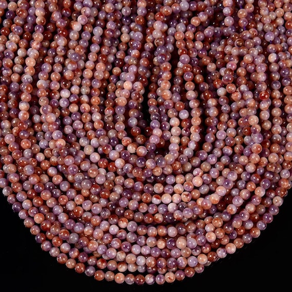 Purple Orange Jade Gemstone 4mm Round Beads 14.5 Inch Full Strand Bulk Lot 1,2,6,12 And 50 (80020074-d617)
