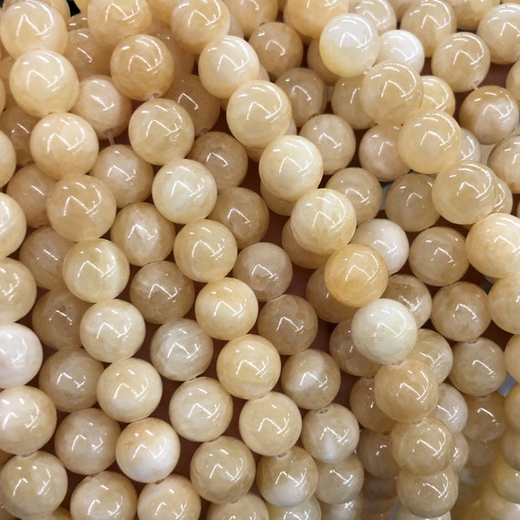 Yellow Jade Beads, Natural Gemstone Beads, Round Jade Stone Beads 4mm 6mm 8mm 10mm 15''