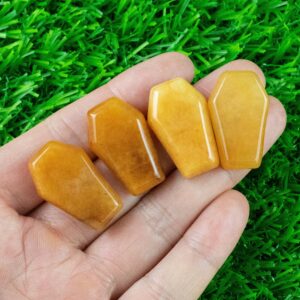 1 Pc Natural Yellow Jade Carved Coffin- 19x30mm