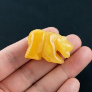 1 Pc Yellow Jade Bear Animal Figurine Super Cute about 2"