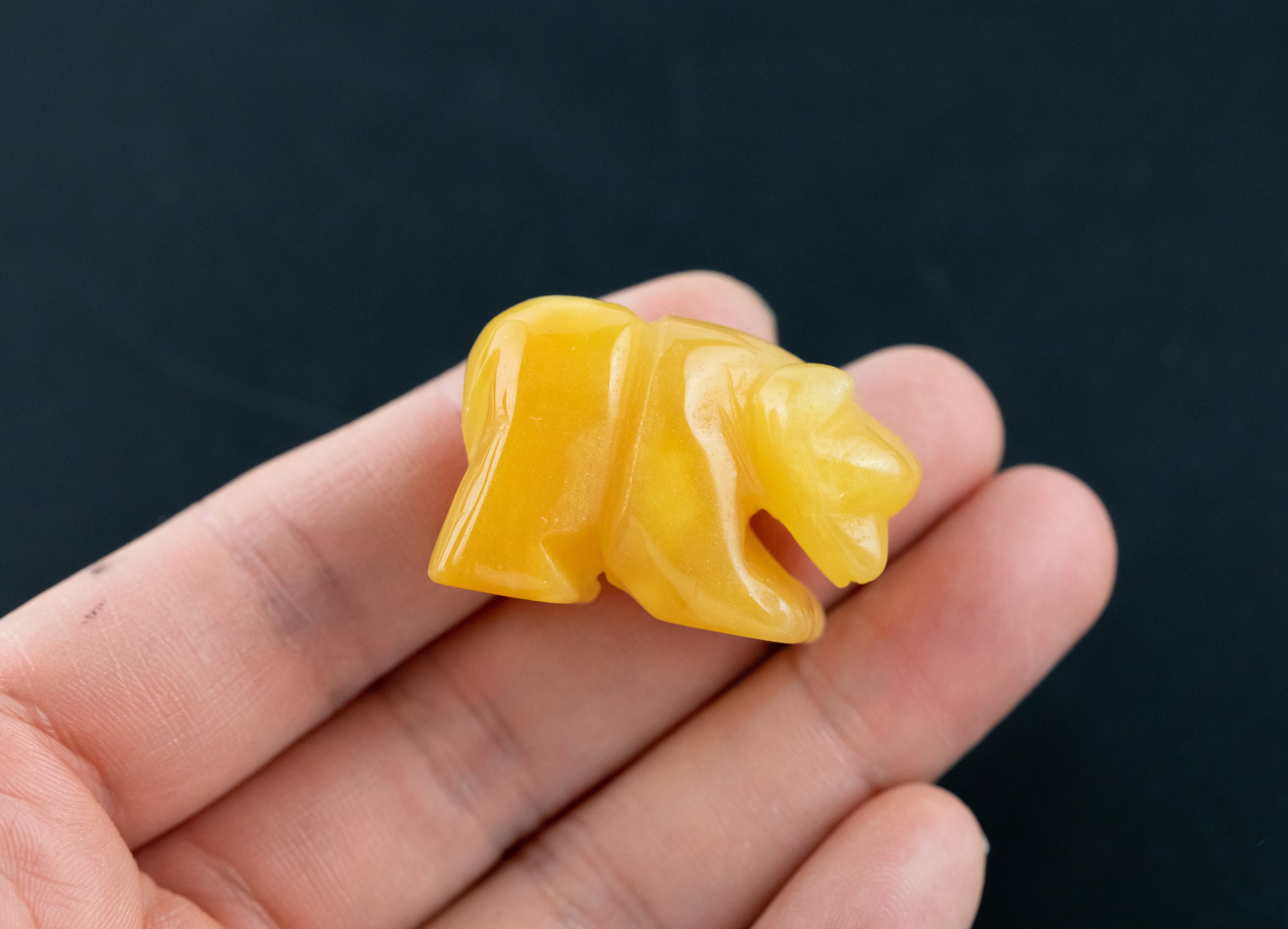 1 Pc Yellow Jade Bear Animal Figurine Super Cute About 2"