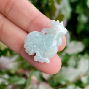 Blue Green Jade Rooster: Carved Crystal Animal Stone (25-30 MM)