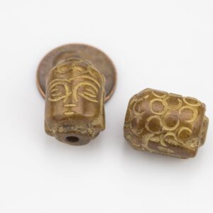 Carved Jade Buddha Head- 13x18mm- 2 pcs per order