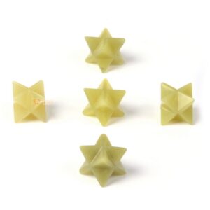 Carved Natural Olive Jade Gemstone Crystal Merkaba Star Energy Healing Sacred Geometry Chakra Stone