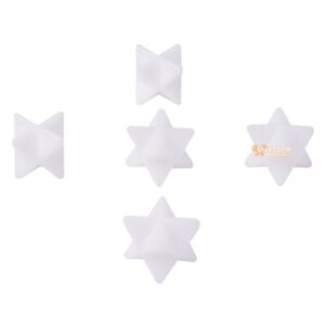 Carved White Jade Gemstone Crystal Merkaba Star Energy Healing Sacred Geometry Chakra Stone