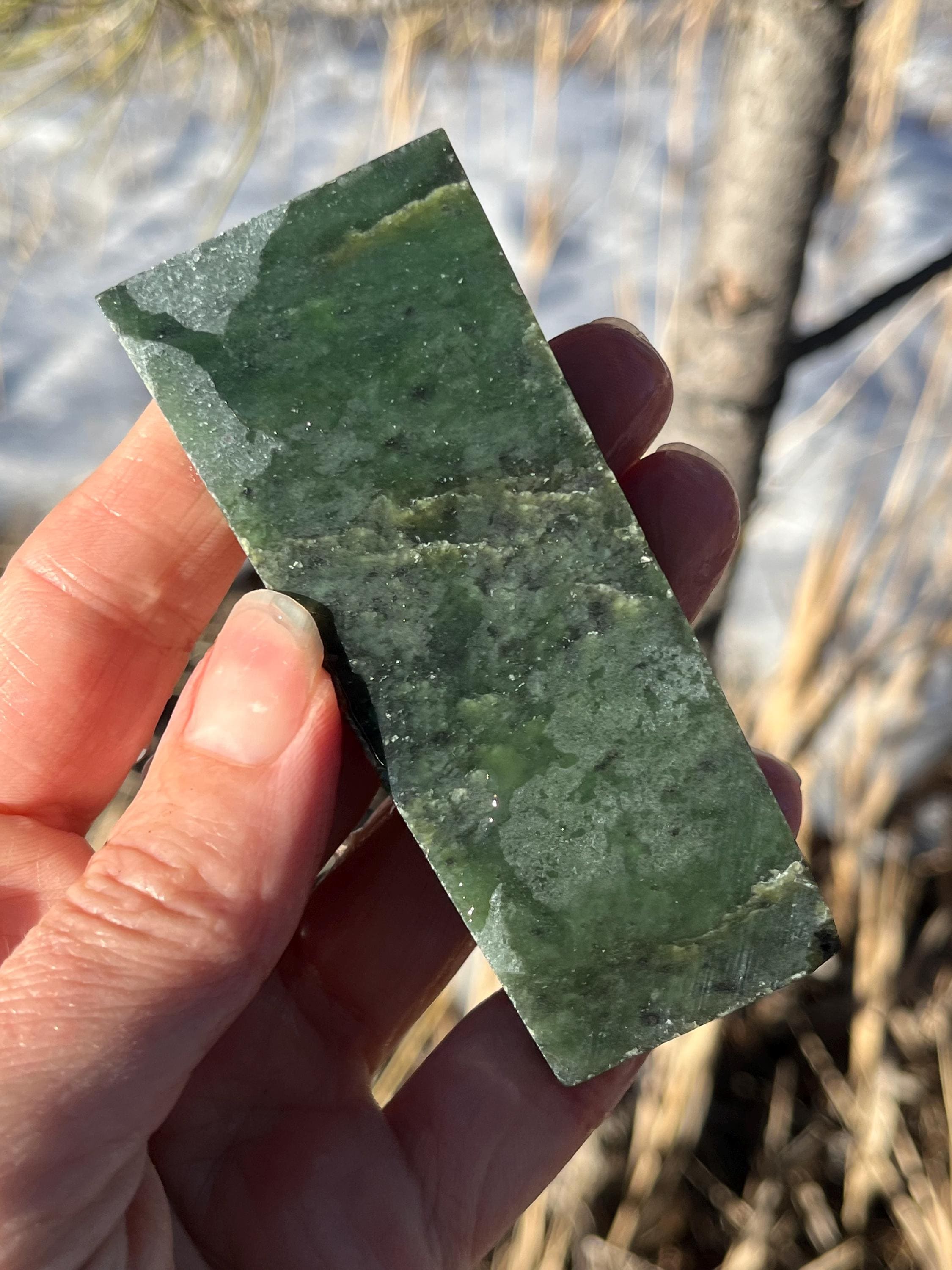 Clear Creek Jade Lapidary Slab Natural Stone Not Polished For Cabbing