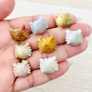 Coral Jade Crab: Carved Polished Gemstone Bead (18x17-mm)