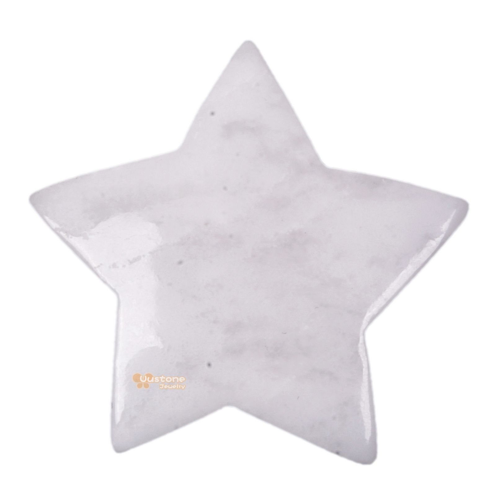 G6174.35 30mm Carved White Jade Gemstone Crystal Healing Star Stone Diy