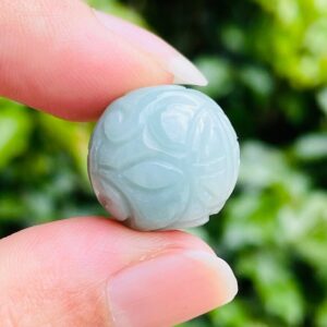 Green Jade Lantern Bead: Authentic Chinese Crystal Carving (16x18mm)