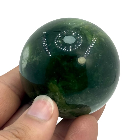 Green Jade Sphere, Polished Stone Ball, 59mm Crystal