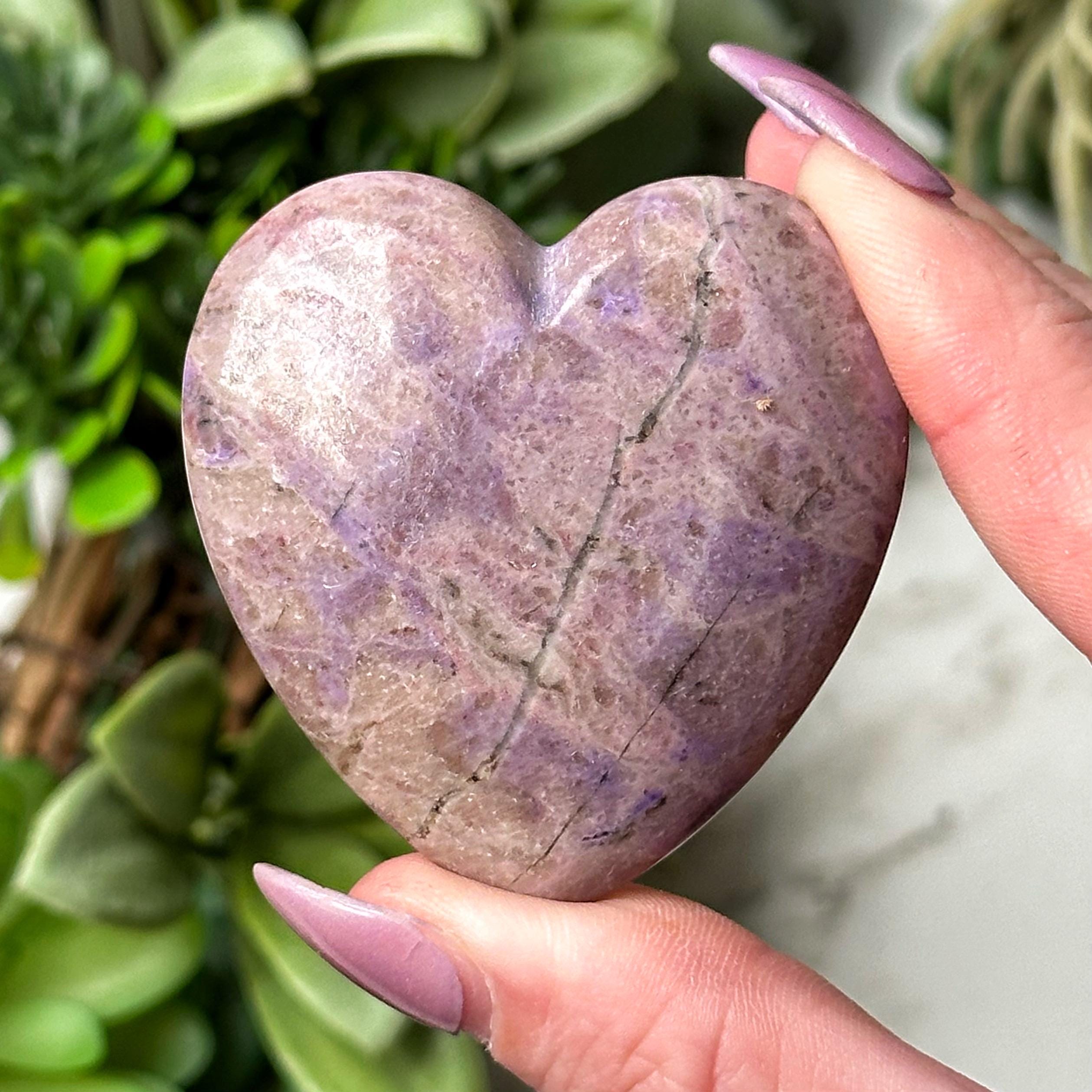Lavender Jade Heart | 37g | - #10 (polished Purple Crystal Carving, Crown Chakra, Healing Stone, Intuition)