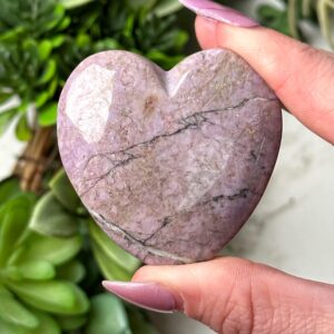 Lavender Jade Heart | 44g | - #7 (polished Purple Crystal Carving, Crown Chakra, Healing Stone, Intuition)