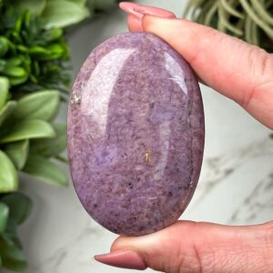 Lavender Jade Palmstone | 74g | - #15 (polished Purple Crystal Pocket Stone Palm, Crown Chakra, Intuition)