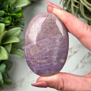Lavender Jade Palmstone | 62g | - #8 (polished Purple Crystal Pocket Stone Palm, Crown Chakra, Intuition)