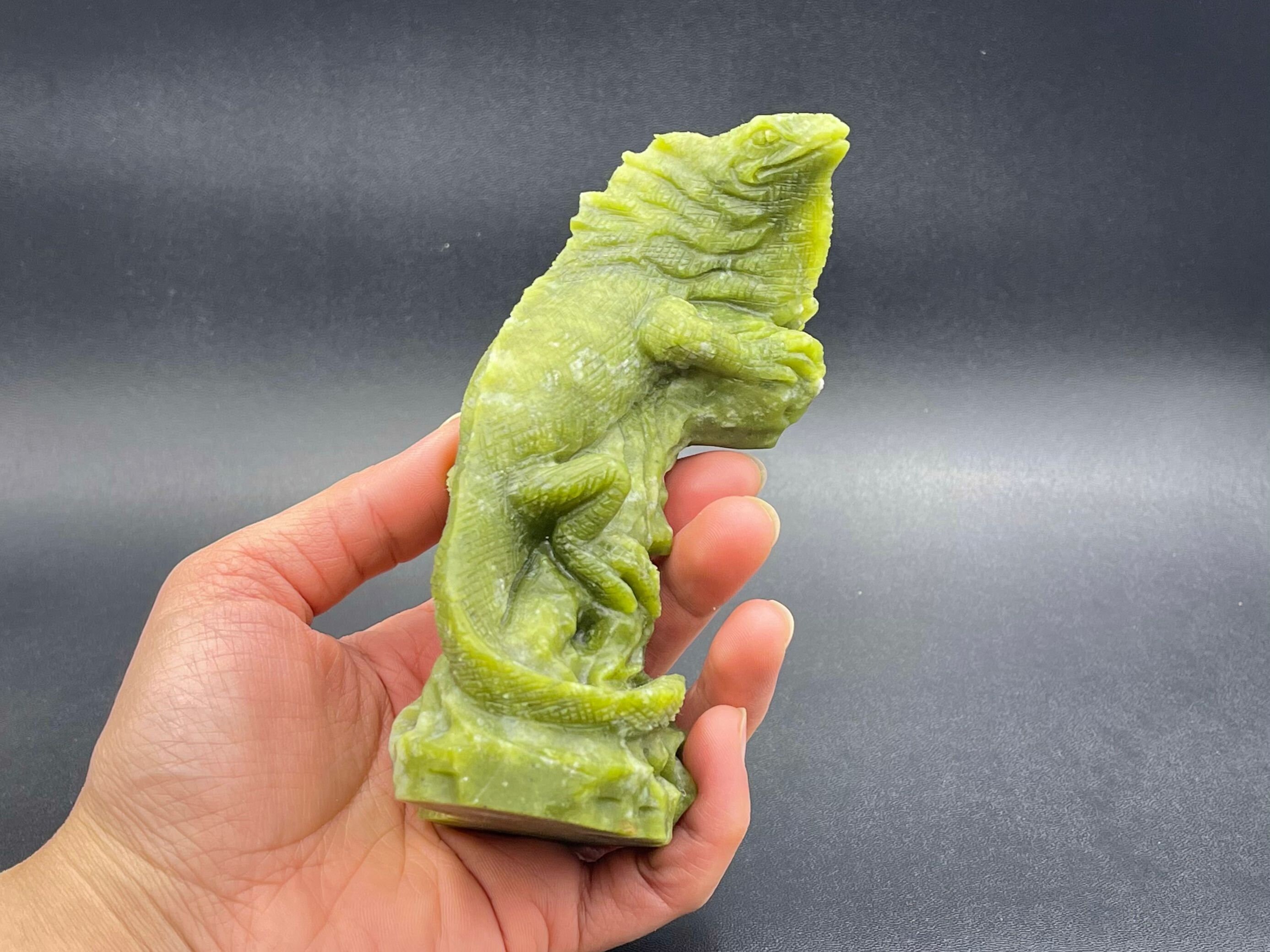 Lemon Jade Lizard Figurine Realistic Lizard Statue Sculpture Crystal Animal Statue Gemstone Lizard Animal Sculpture An-25