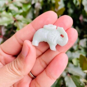 Light Green Jade Elephant: Carved Crystal Animal (25-30 MM)