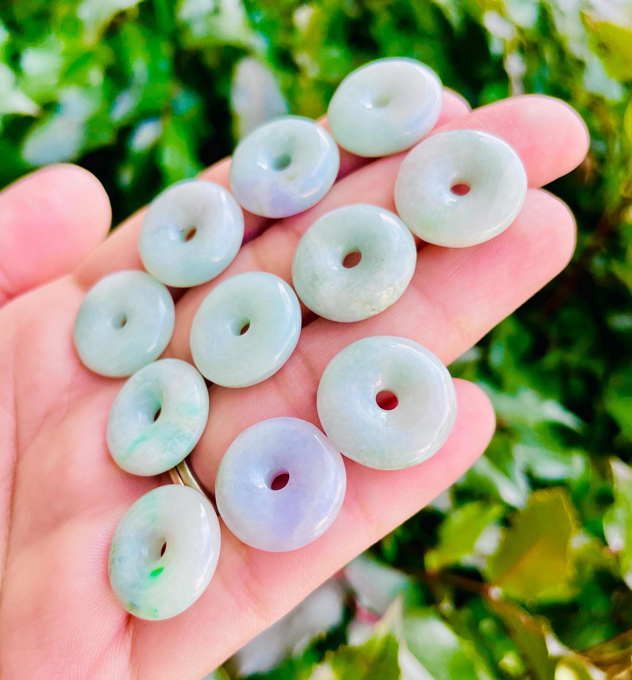 Mini Green Jade Donut: Carved Polished Gemstone (10-18mm)