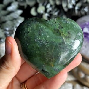 Nephrite Jade Heart: Green Crystal (116g)