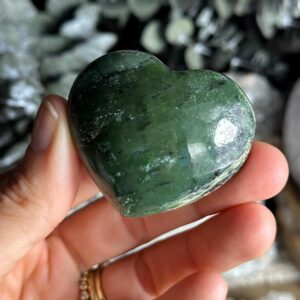 Nephrite Jade Heart: Green Crystal Stone, 2 Inch