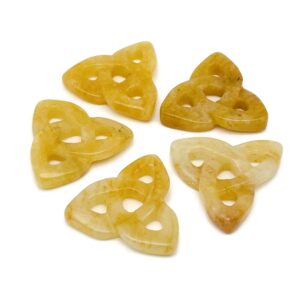 Yellow Jade Celtic Knot Carved Stone - Trinity Crystals Gemstone - Making Jewelry - Healing Crystals - Ck1011