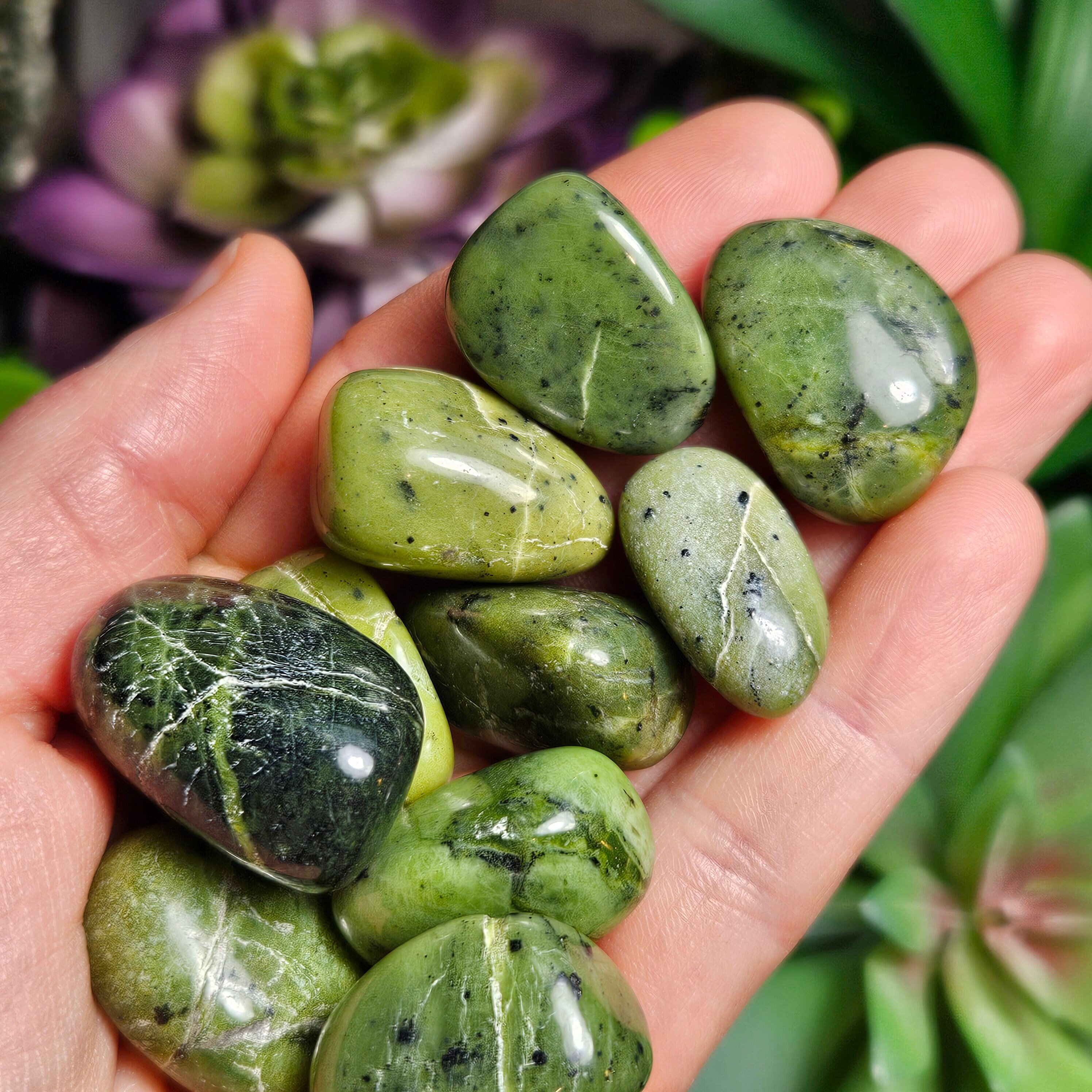 Canadian Green Jade Crystal: Natural Tumbled Stone