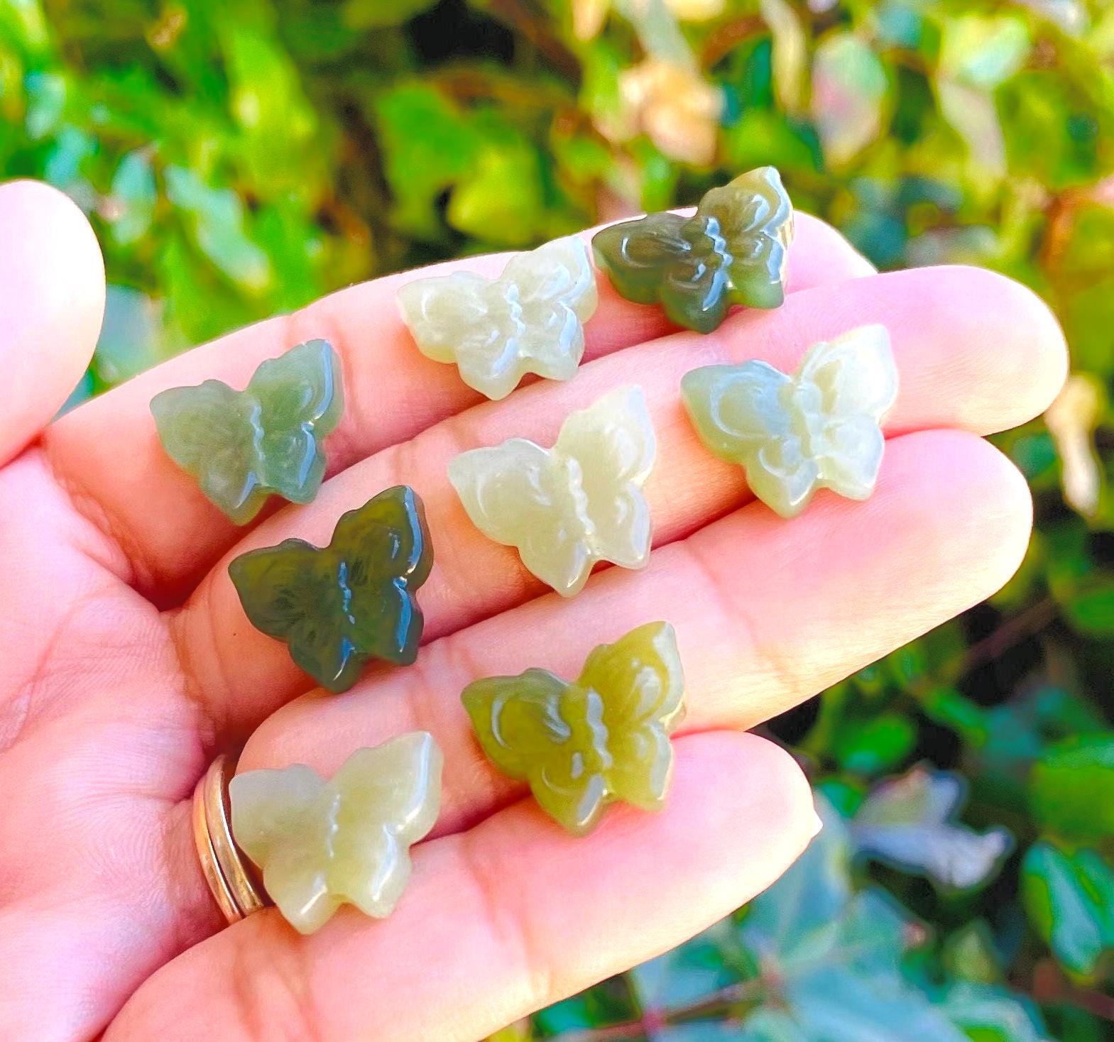 Green Jade Butterfly: Tumbled Polished Crystal Gemstone (10-15mm) Green Jade Butterfly: Tumbled Polished Crystal Gemstone (10-15mm)