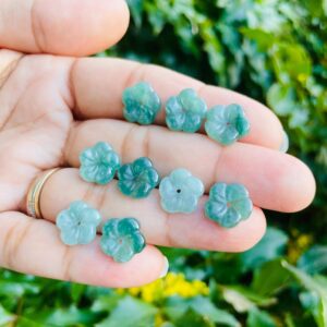 Green Jade Daisy Crystal: Tumbled Flower Gemstone (10-12 MM) Green Jade Daisy Crystal: Tumbled Flower Gemstone (10-12 MM)