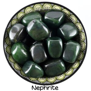 Nephrite Jade Tumbled Stone, Dark Green Crystal, Wisdom And Altar Ritual Healing Gem Nephrite Jade Tumbled Stone, Dark Green Crystal, Wisdom And Altar Ritual Healing Gem