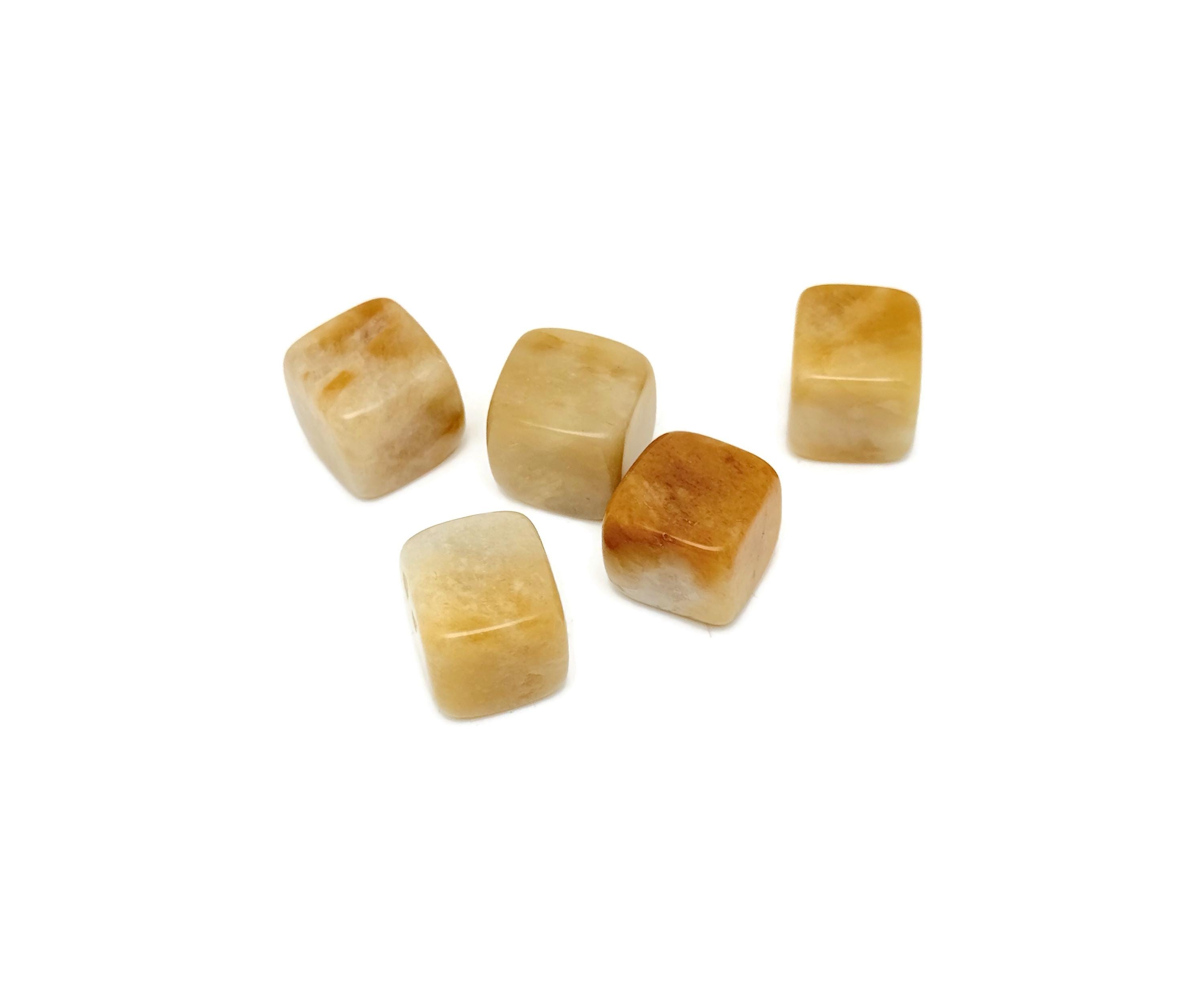Yellow Jade Cube Tumbled Stone - Crystal Lovers - Polished Cube - Crystals - Tumbled Crystal Cube Carving - Fl1093