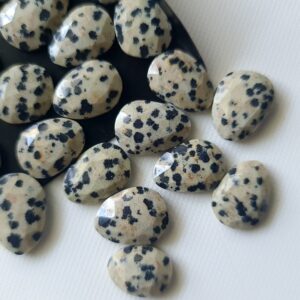 14-15mm Dalmatian Jasper Cabochons, Natural Dalmatian Jasper Faceted Free Form Shaped Cabochons Loose For Jewelry(5pc To 10pc Option)-psg326