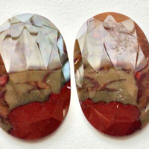 42x24mm American Jasper Oval Pair Drilled Faceted Cabochon Loose Beads For Earrings Jewelry