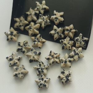 Dalmation Jasper Hand Carved Star Cabochons 10mm Rare Natural Dalmation Gemstone Carving Loose Carving For Jewelry 5 Pcs - Adg519