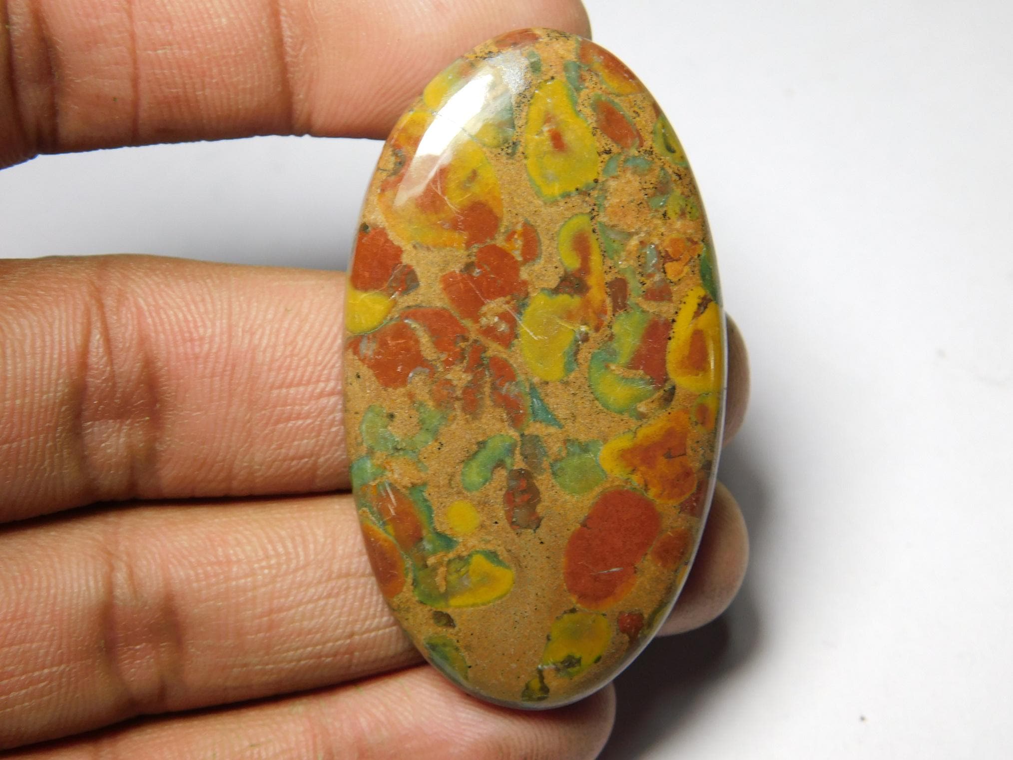 Flower Jasper Cabochon, Loose Gemstone (52 X 29 Mm, 89cts)