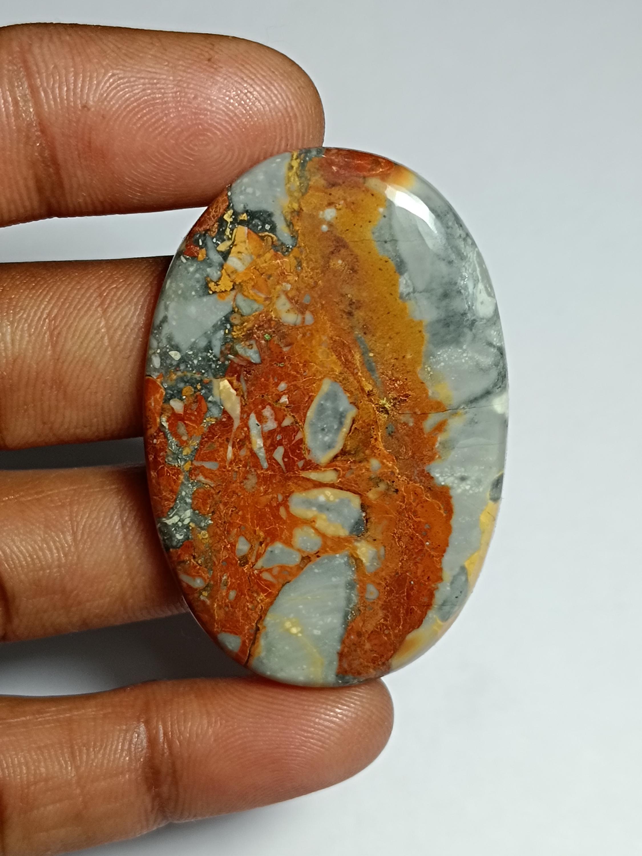 Maligano Jasper Cabochon: Loose Gemstone, 49x32mm, 77cts