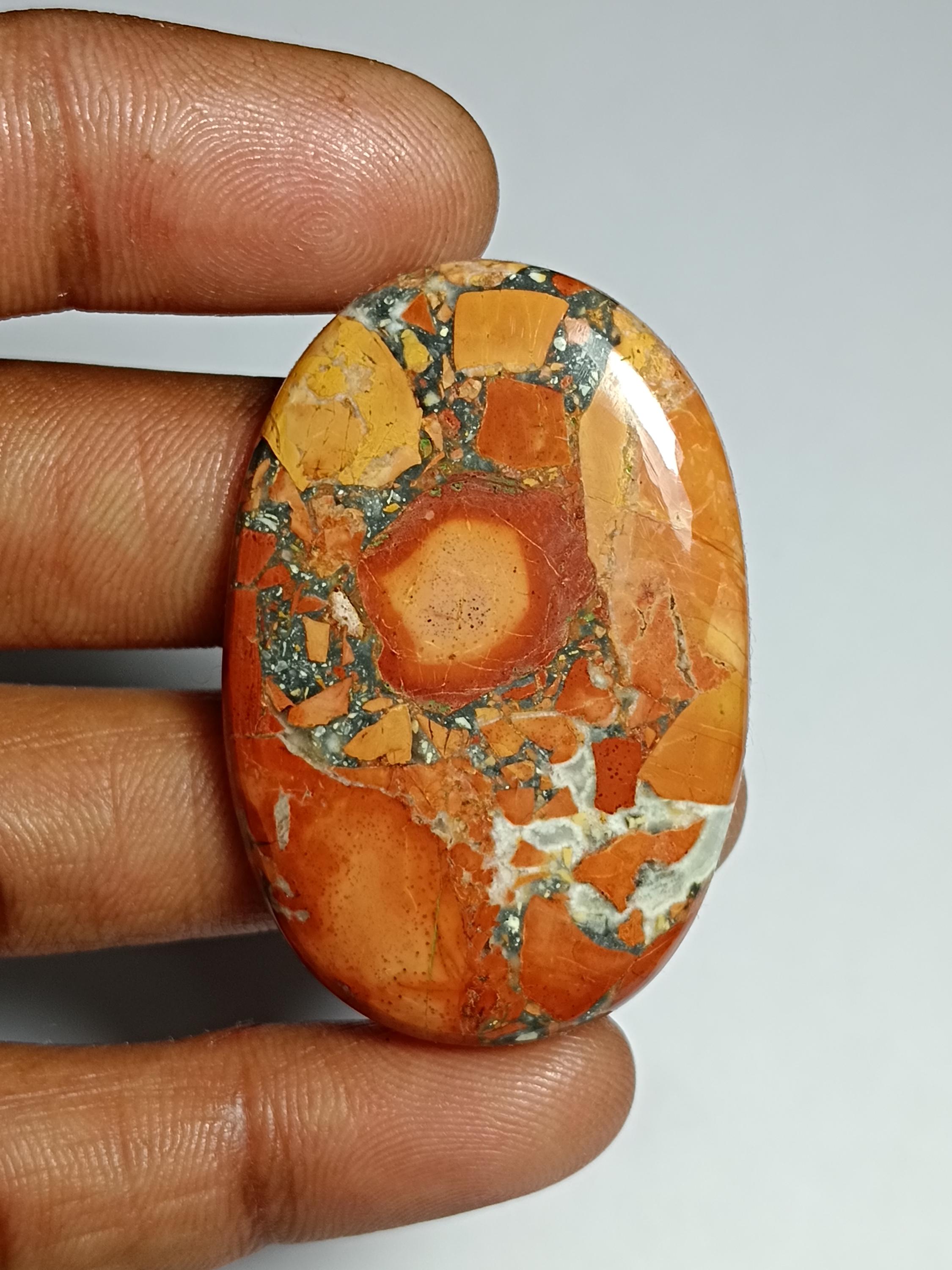 Maligano Jasper Cabochon: Loose Gemstone, 45x30mm, 83cts
